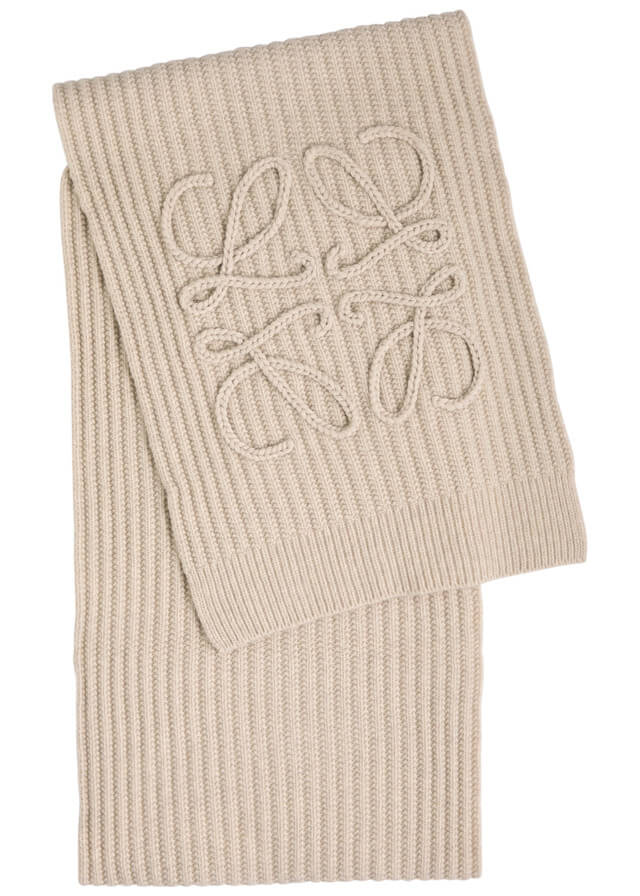 LOEWE Anagram ribbed wool scarf