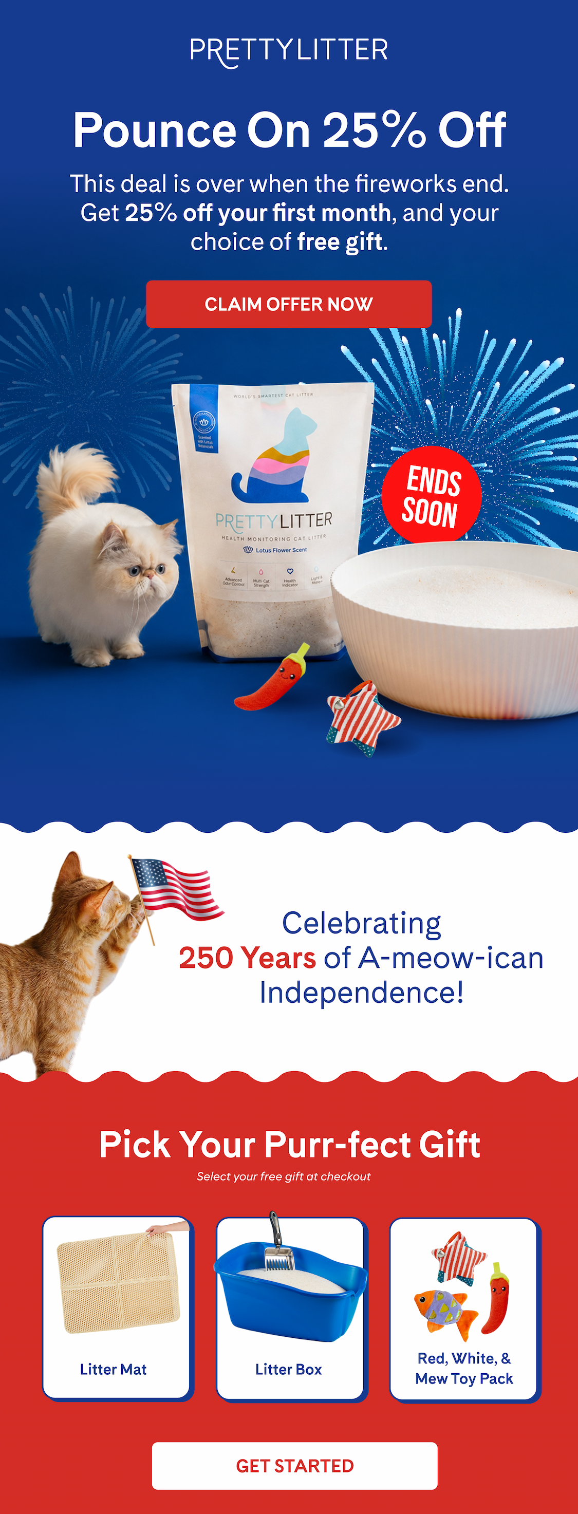 25% off your first order + choose a FREE gift. Pick between a beige litter mat, blue litter box, or a cat toy pack | CLAIM OFFER NOW