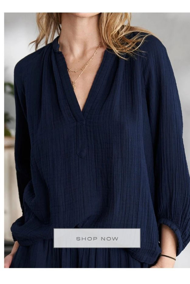 Navy Gauze Top