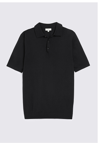 Black Merino Knitted Polo Shirt