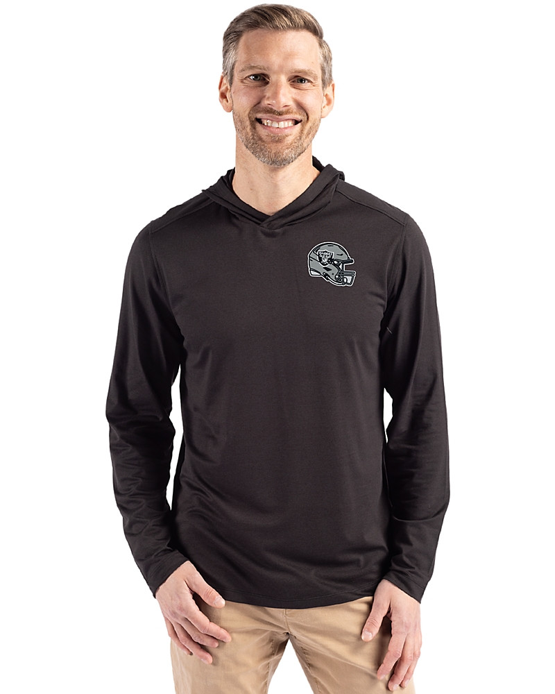 Image of Las Vegas Raiders NFL Helmet Cutter & Buck Coastline Eco Epic Comfort Recycled Mens Hooded Shirt