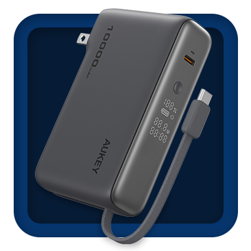 Aukey MixFlex Sling 10000 30W 10000mAh PD Power Bank with Built-in Cable