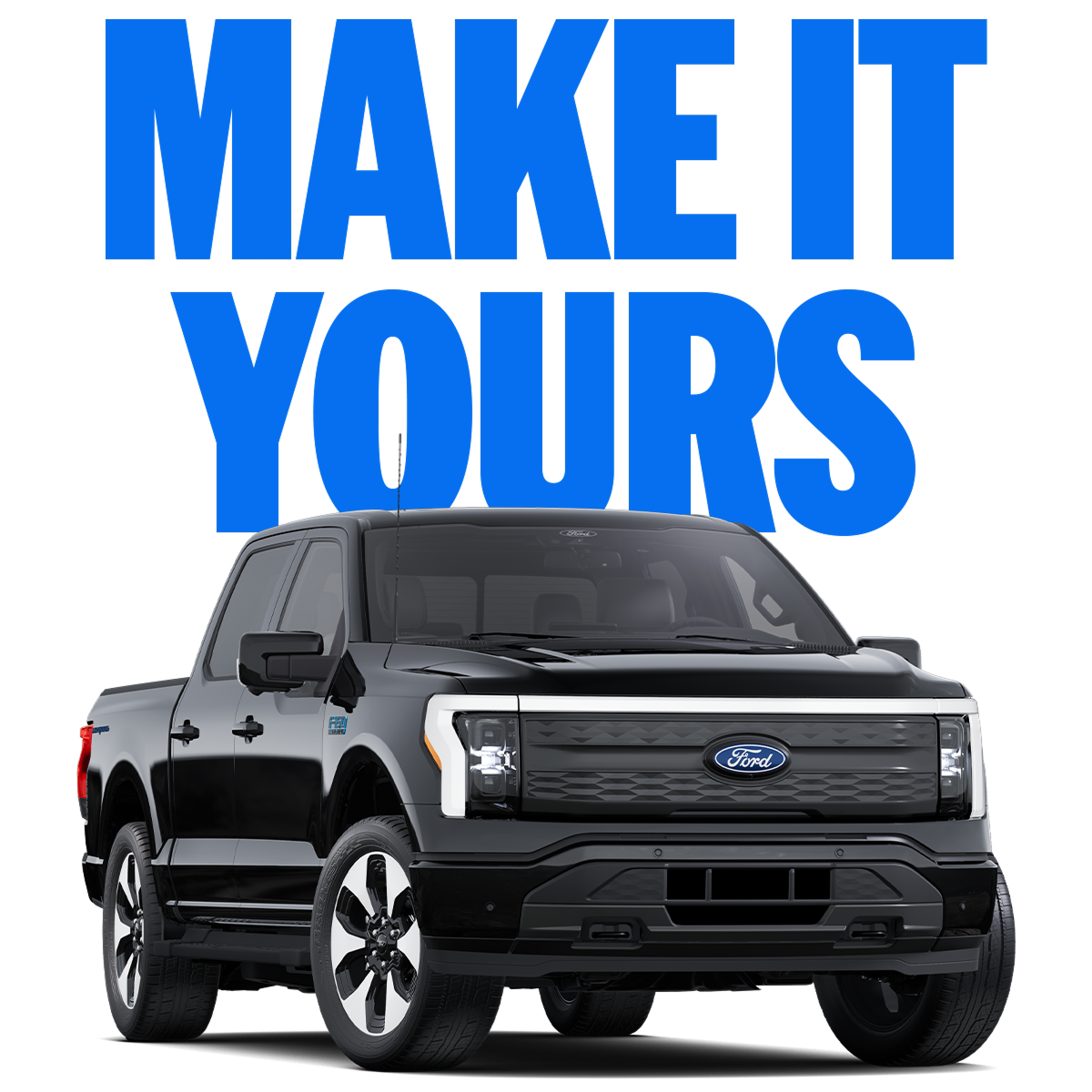 Side view of a dark blue 2025 Ford F‑150&reg;
Lightning&reg; truck