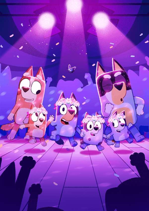 Bluey and her family on the dancefloor