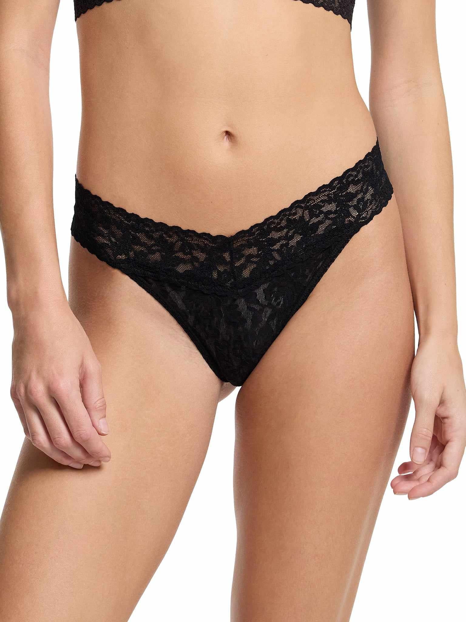 Image of Signature Lace® Original Rise Thong Black