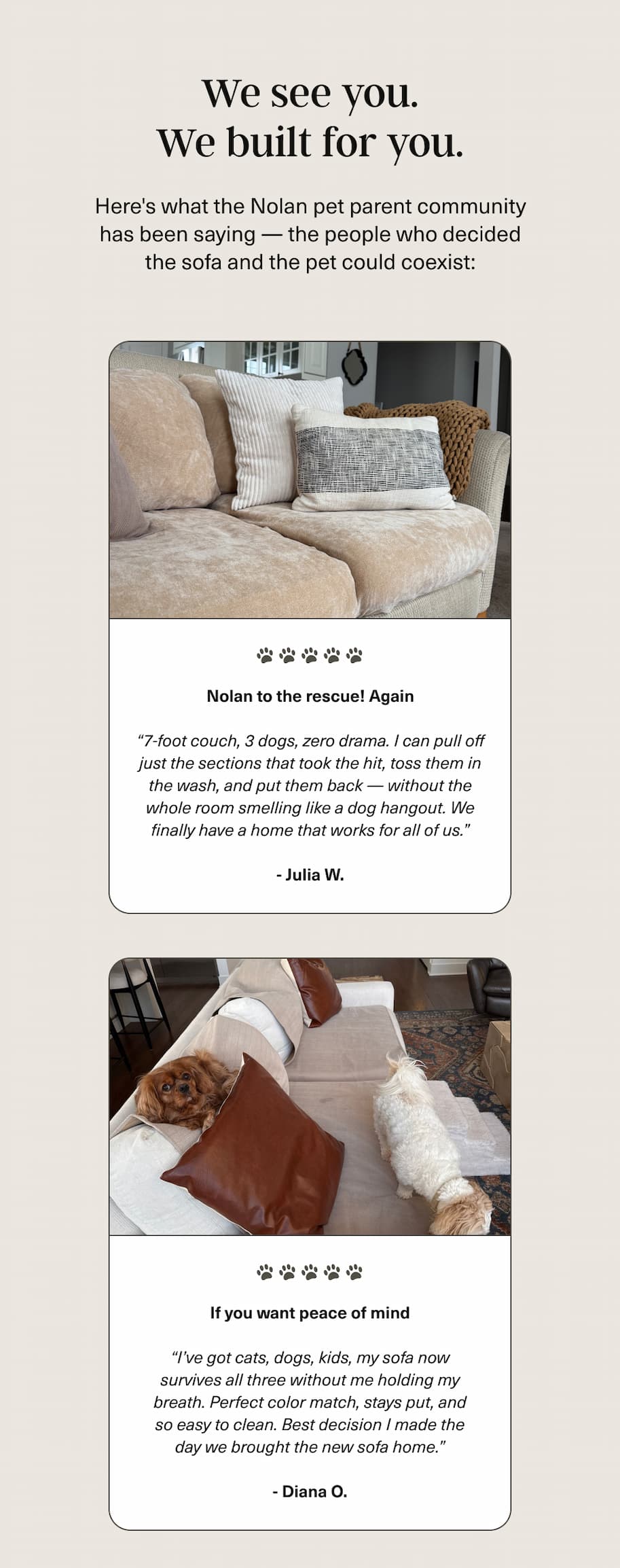 We see you! We built for you. Why pet parents loved our Nolan Interior covers. 