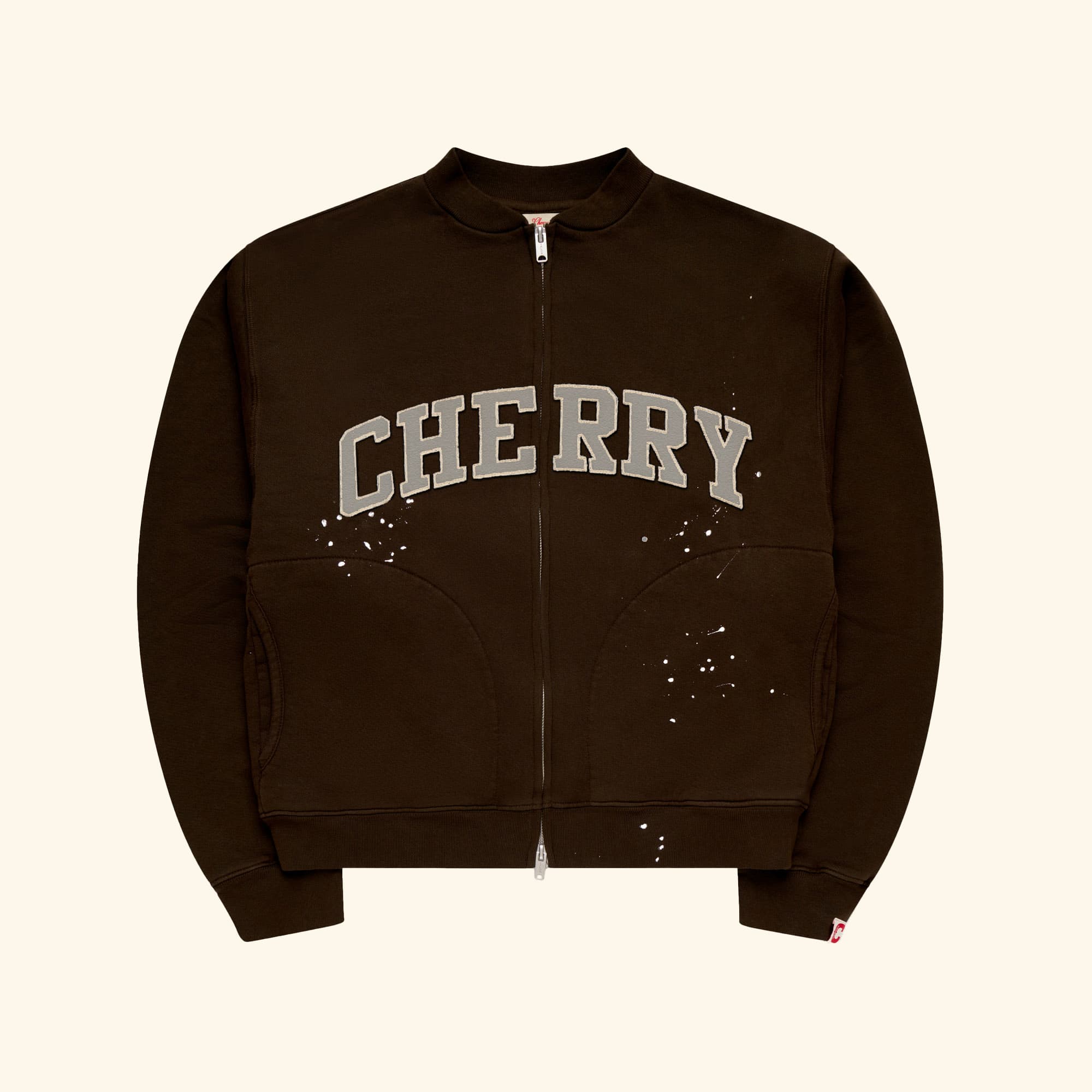 Image of Applique Zip Up Crew (Chocolate)