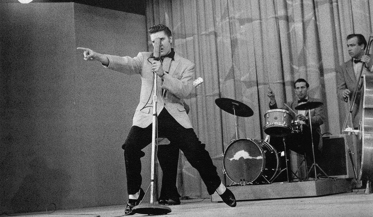 Elvis Presley performs.