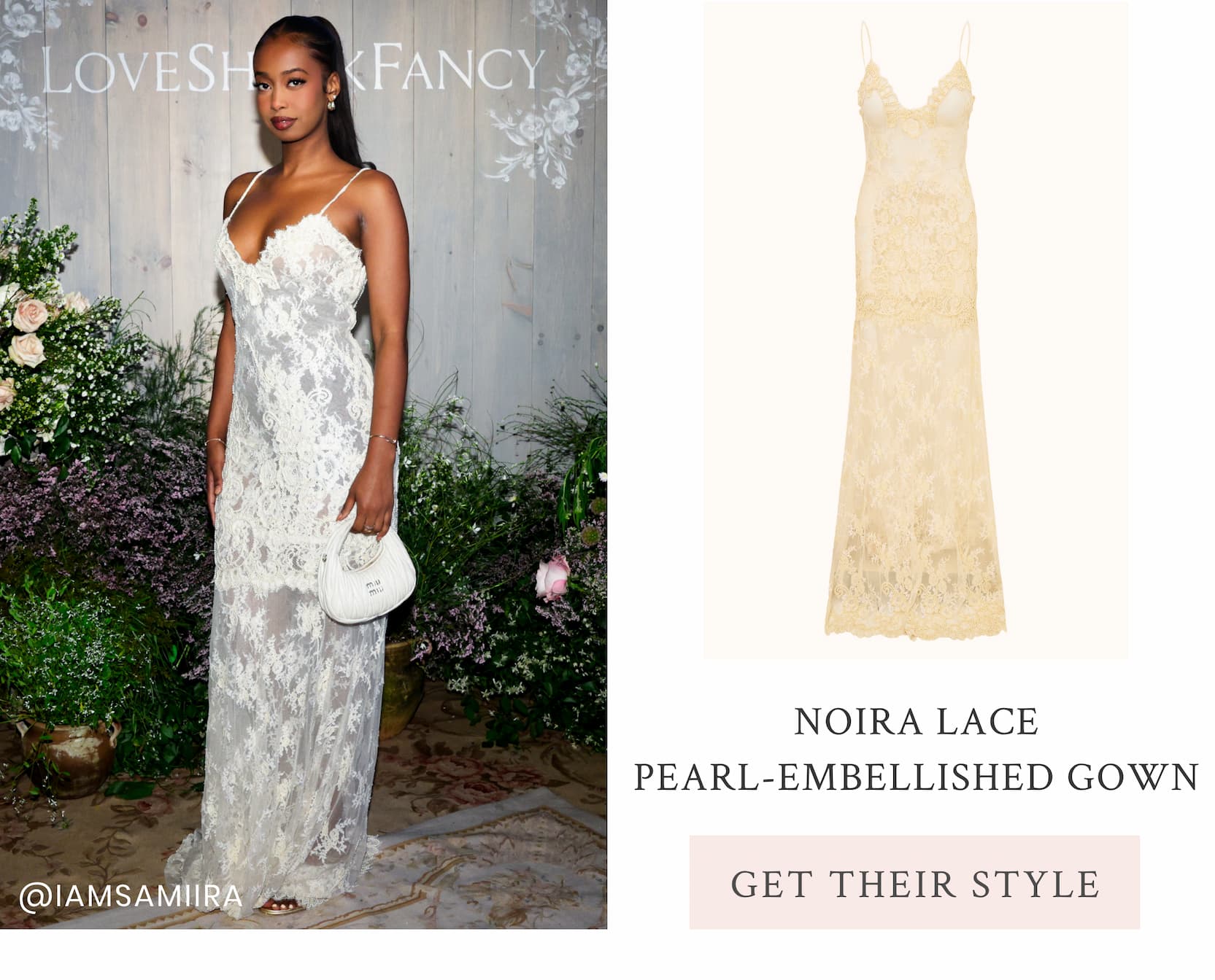 Noira Lace Pearl-Embellished Gown<GET THEIR STYLE>