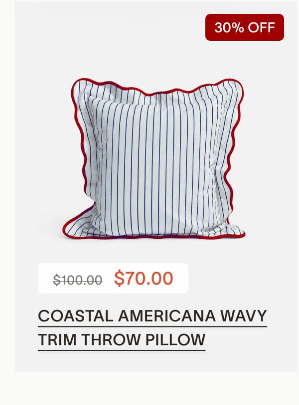Coastal Americana Wavy Trim Throw Pillow