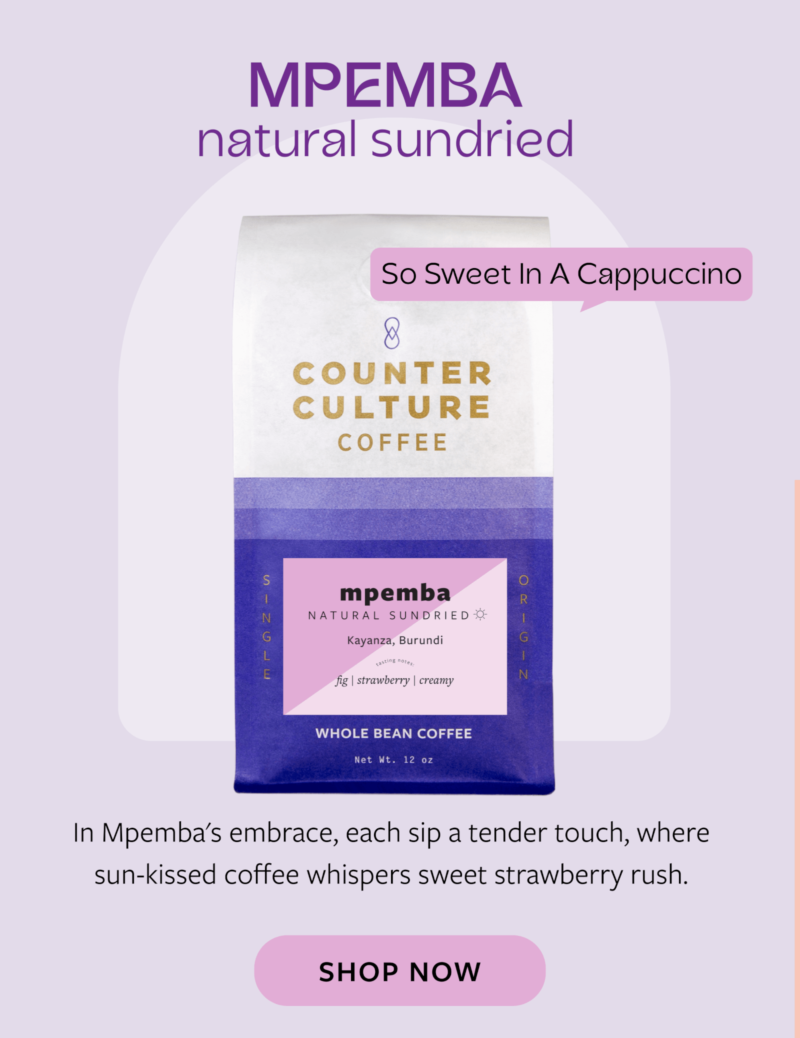 Mpemba natural sundried so sweet in a cappaccino