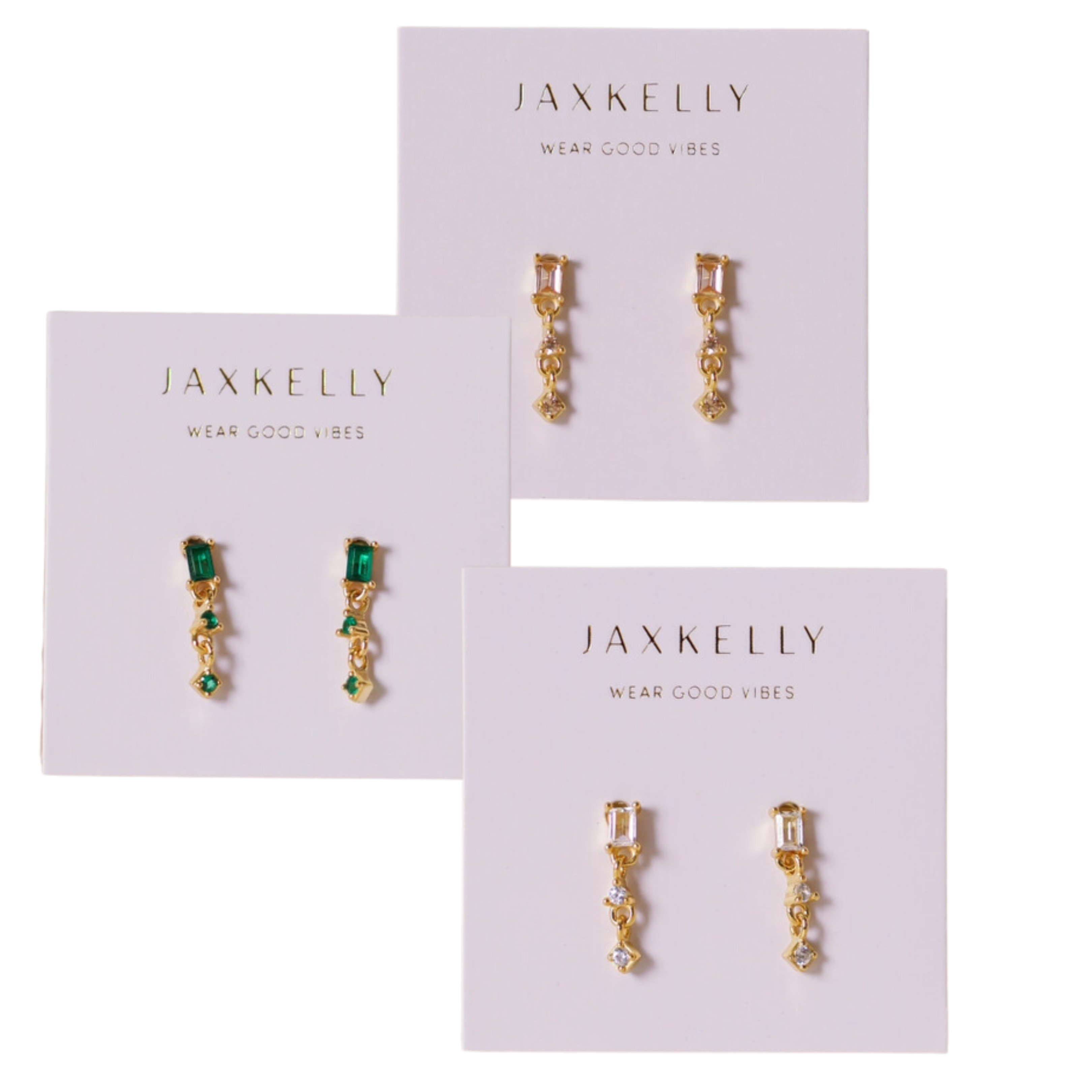 Image of Mini Baguette Drop Earrings