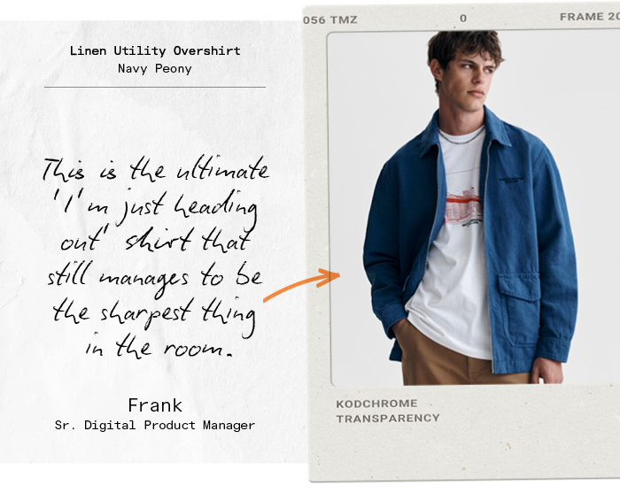 Linen Utility Overshirt Navy Peony