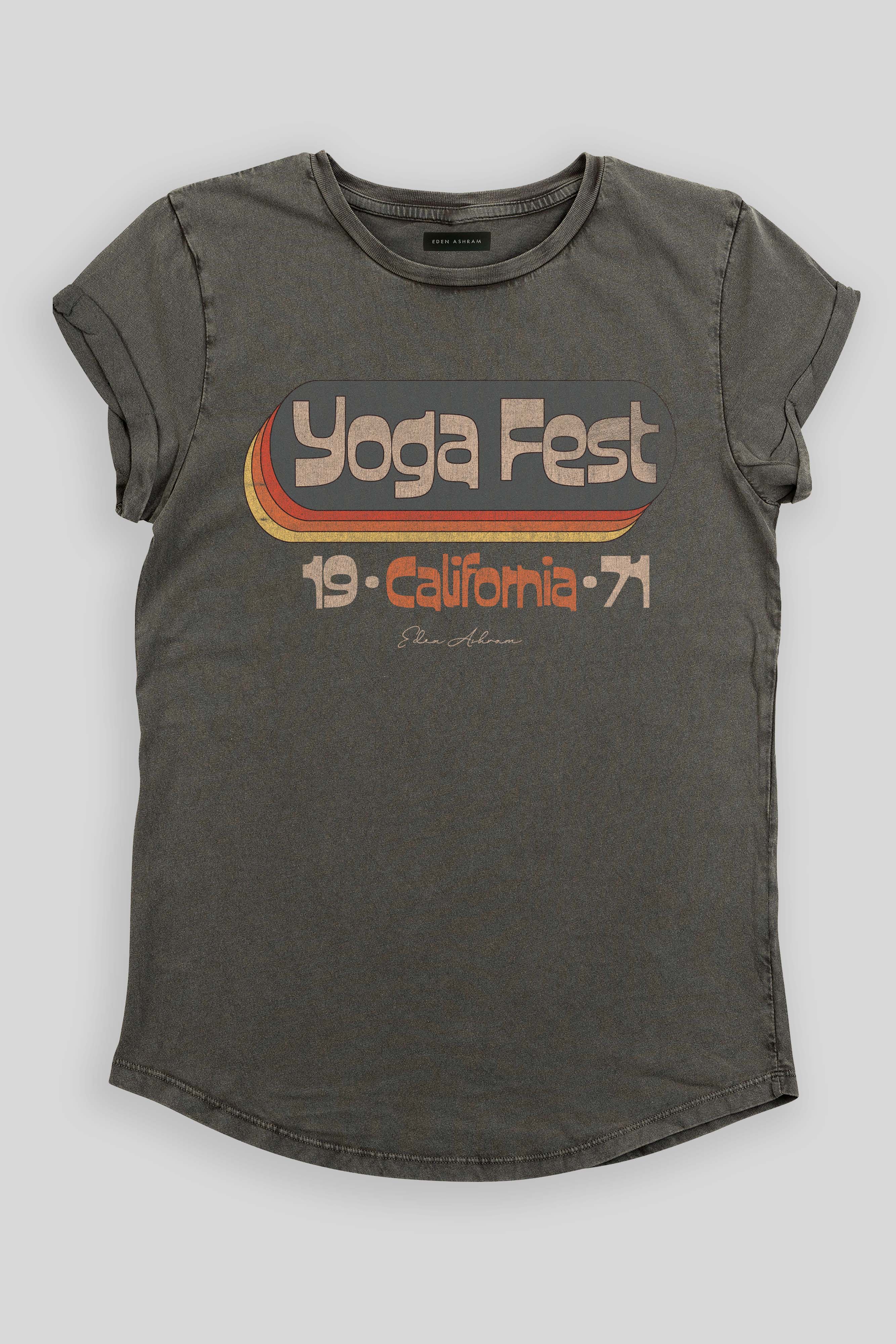 Image of Yoga Fest Stonewash Rolled Sleeve Tour T-Shirt