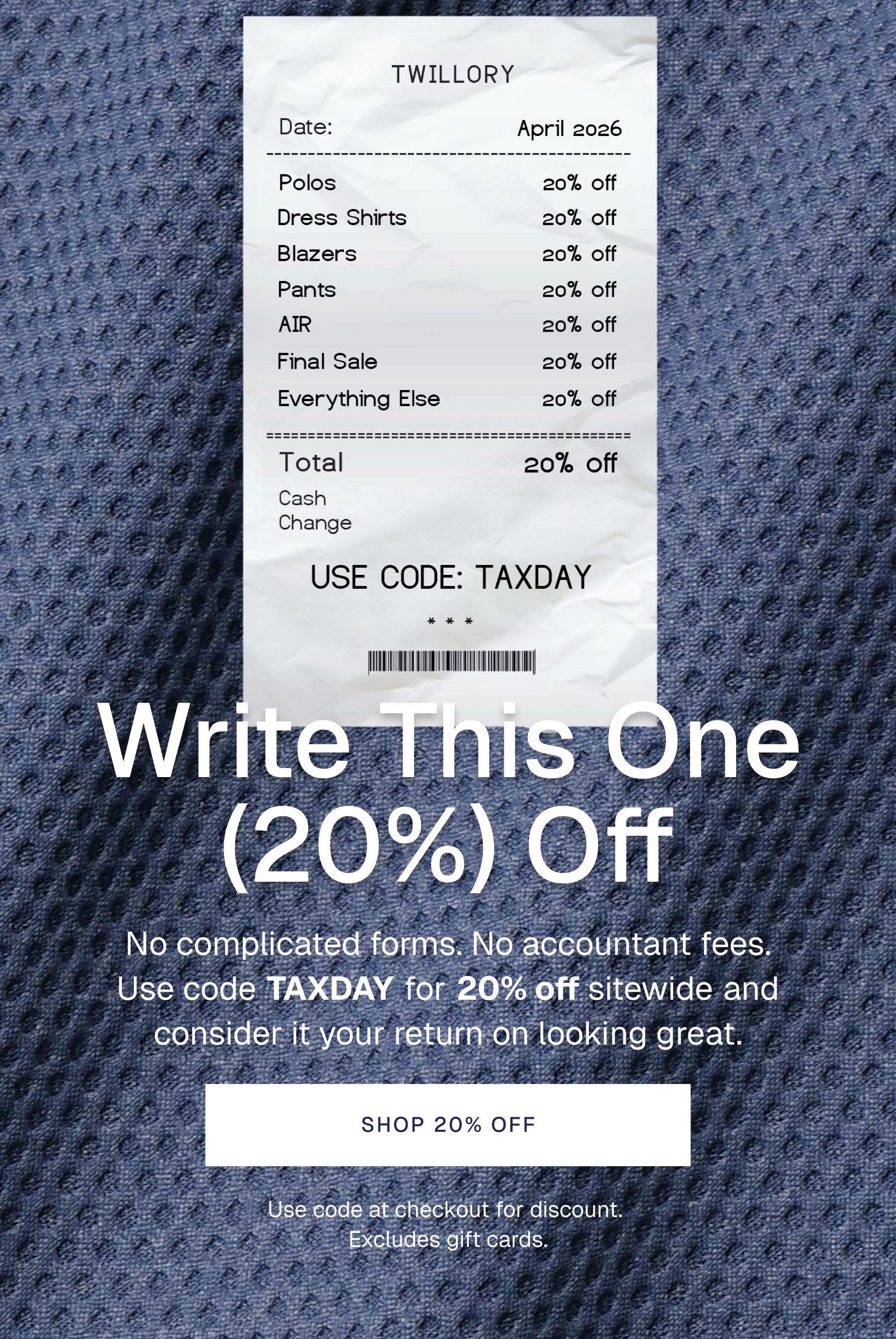 Write This One (20%) Off