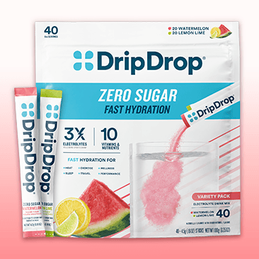 DripDrop Hydration Zero Sugar, 40 Individual Serving Stick Packs in Resealable Pouch, Variety Pack