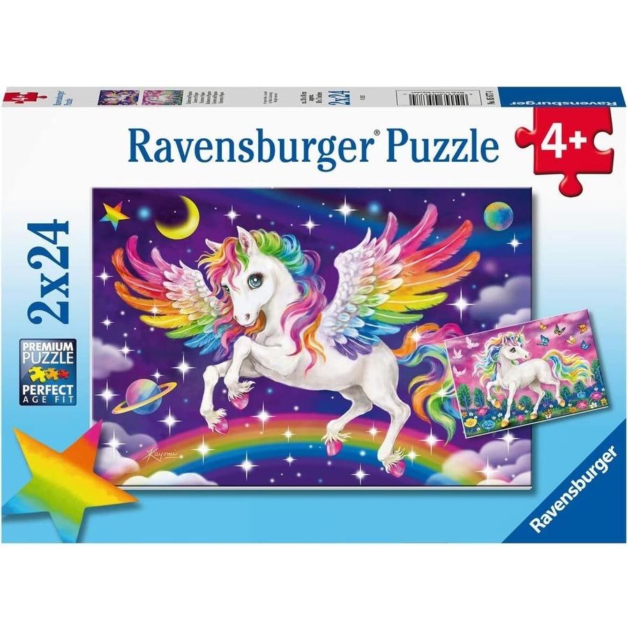 Image of Ravensburger Unicorn and Pegasus Puzzle 2x24 Piece