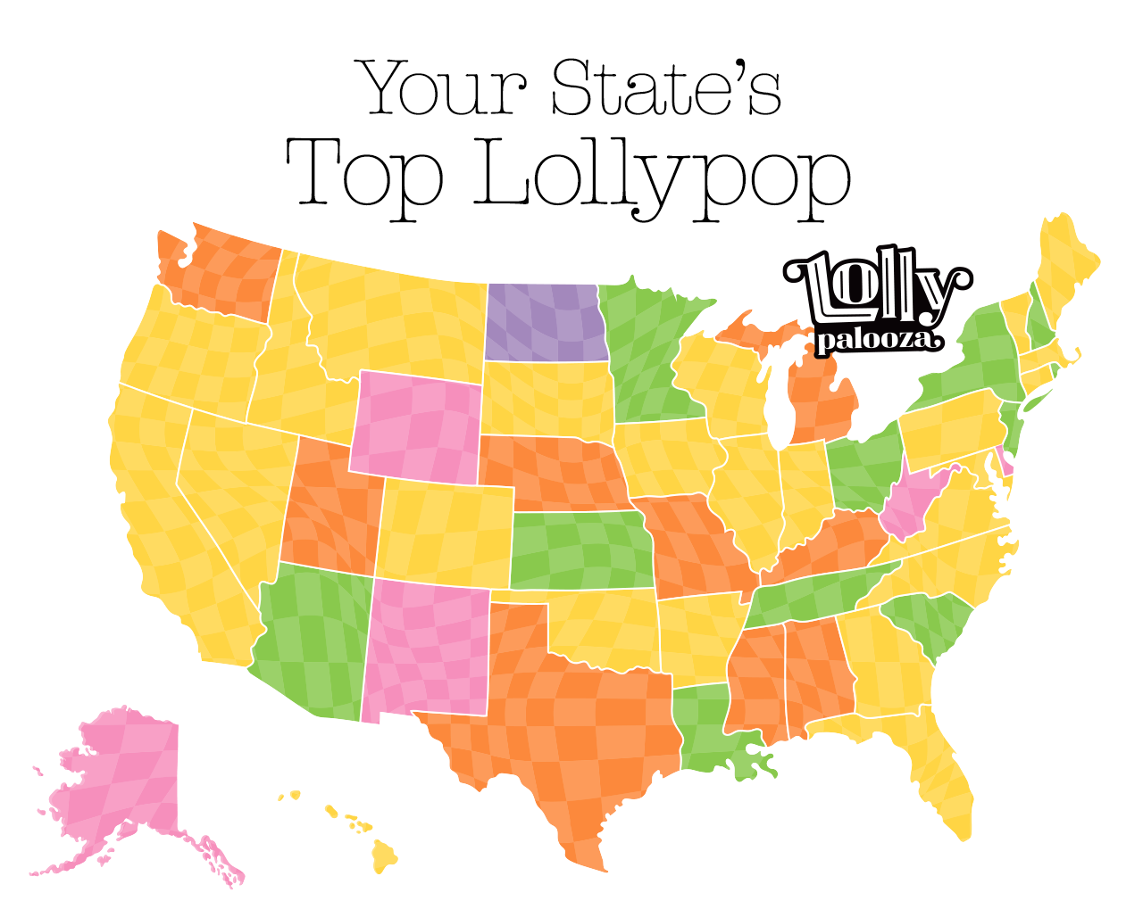 Lollypalooza: Your State&rsquo;s Top Lollypop -- Map of the United States showing each state&rsquo;s favorite Lollypop.