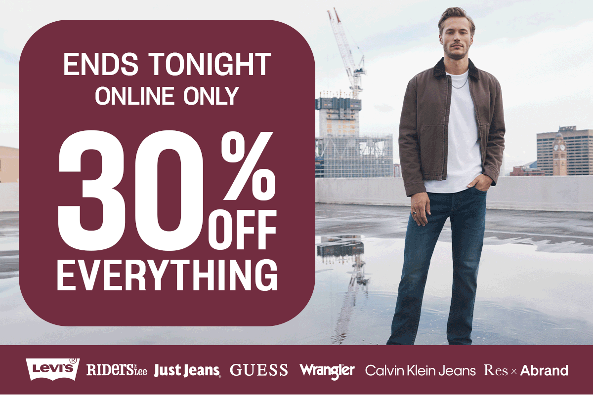 Online only, ends Monday. 30% off everything