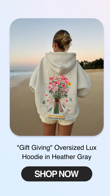 "Gift Giving" Oversized Lux Hoodie in Heather Gray