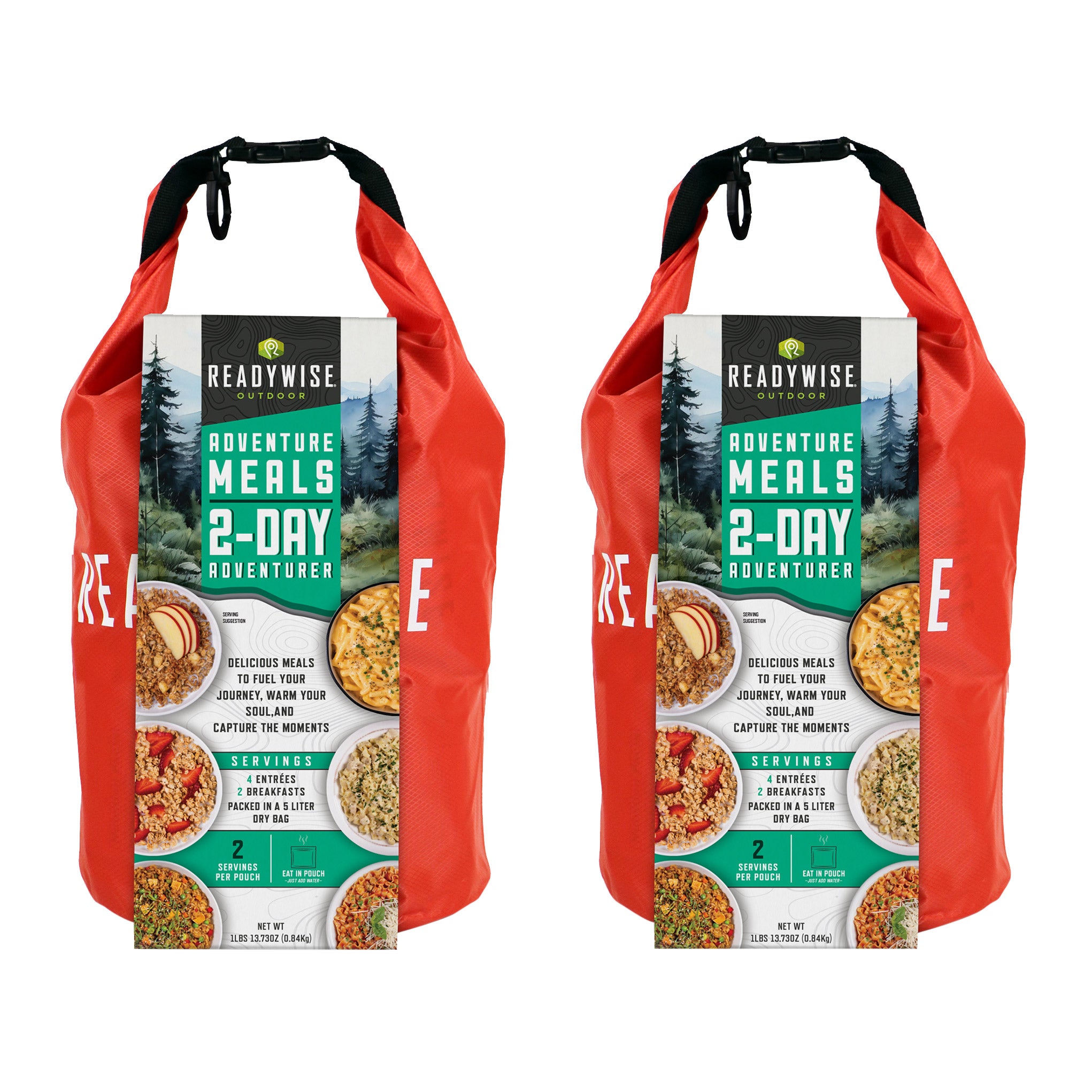 ReadyWise 2 Day Adventure Kit With Dry Bag, 2-Pack (24 Servings Each)