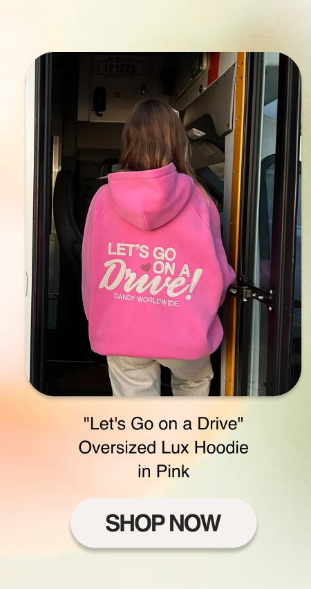 "Let's Go on a Drive" Oversized Lux Hoodie in Pink