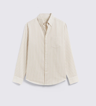 Lightweight Camel Stripe Oxford Shirt