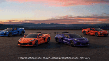 Rotating image animation showcasing the Corvette lineup and various interior features. Preproduction model shown. Actual production model may vary.