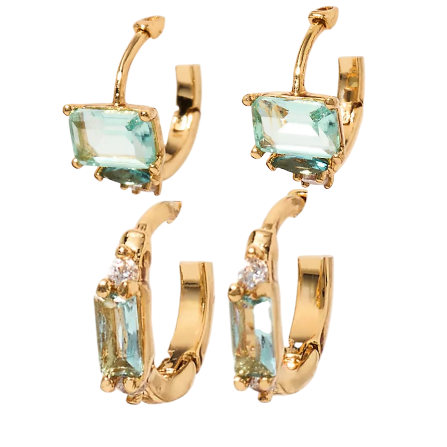 By Anthropologie Dainty Crystal Huggie Hoop Earrings, 2-Pack