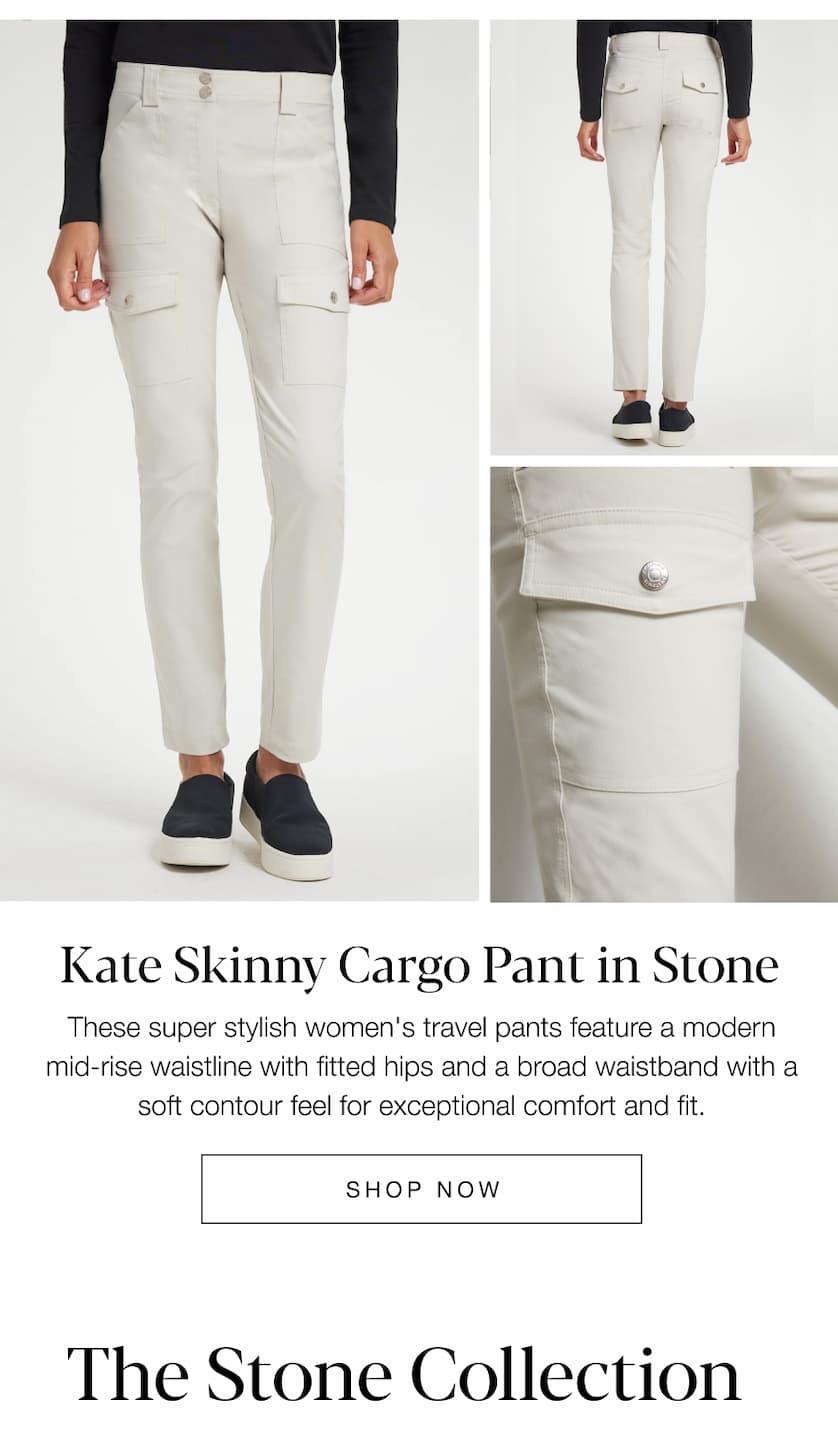 The Kate Skinny Cargo Pant in Stone. SHOP NOW