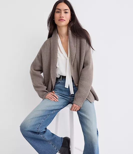Ribbed Double Breasted Cardigan