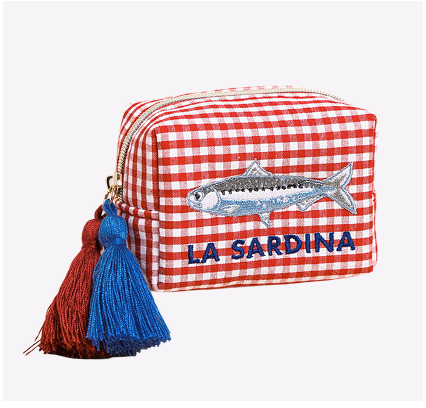 Red Gingham Fish La Sardina Accessory Pouch