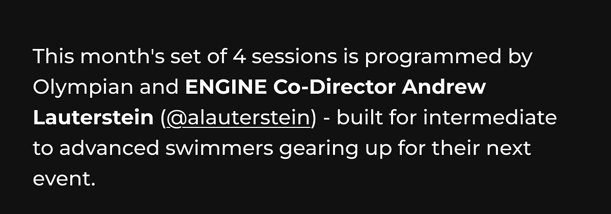 This month's set of 4 sessions is programmed by Olympian and engine Co-Director Andrew Lauterstein (@alauterstein) - built for intermediate to…