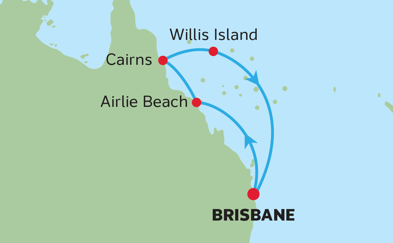 FLY, STAY & CRUISE<br>GREAT BARRIER REEF MAP