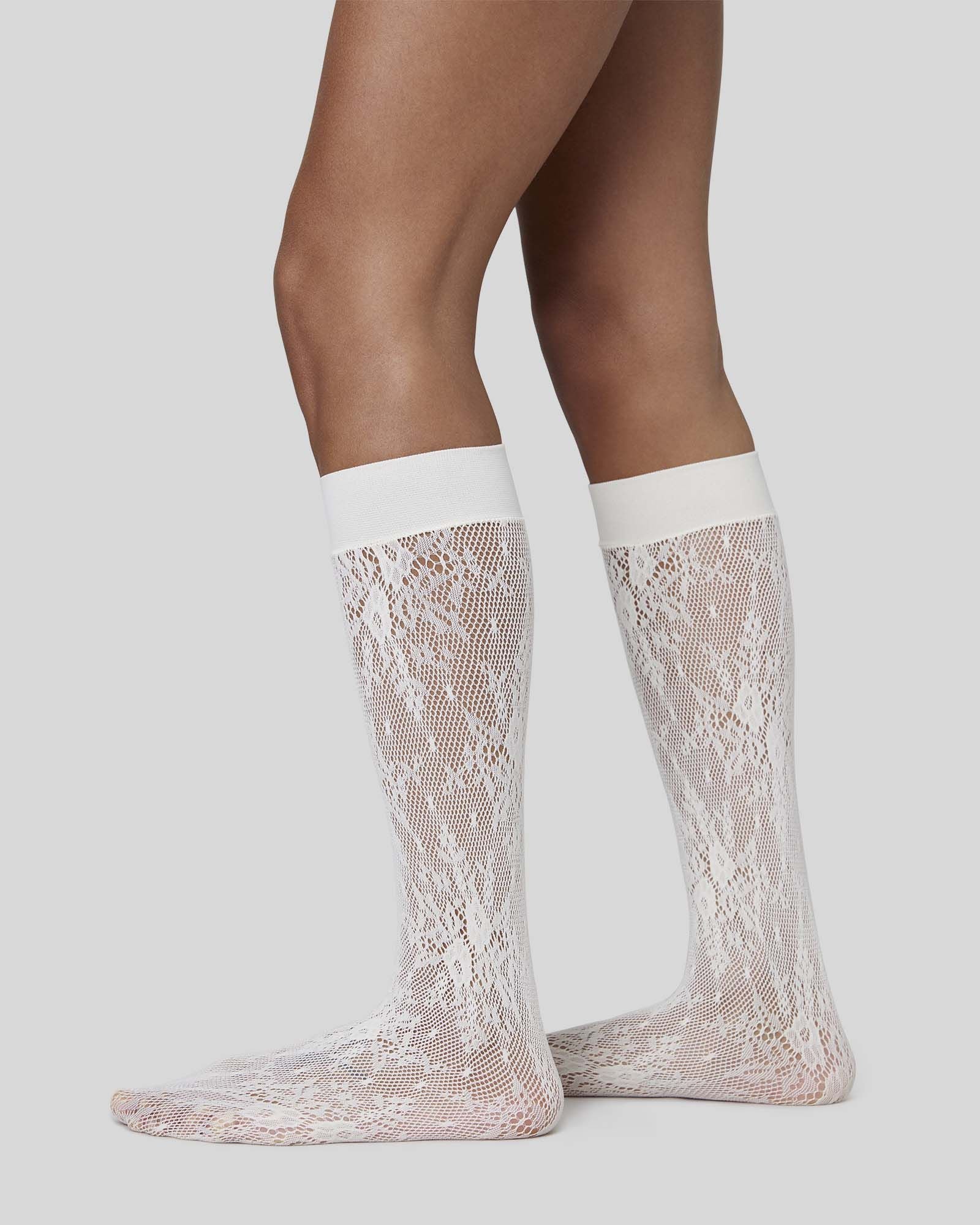 Rosa Lace Knee-Highs Ivory