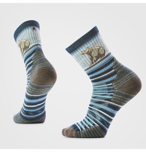 Hike Bear Stripe Mid Crew Socks-Twilight Blue / L