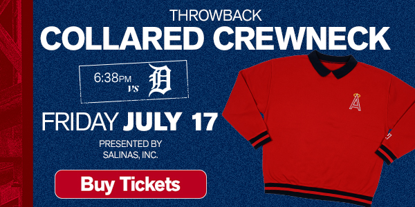 Throwback Collared Crewneck, Presented by Salinas, Inc. - Friday, July 17, 6:38pm vs. Detroit Tigers - Buy Tickets