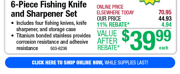 6-Piece Fishing Knife and Sharpener Set - Free Shipping To Store!
