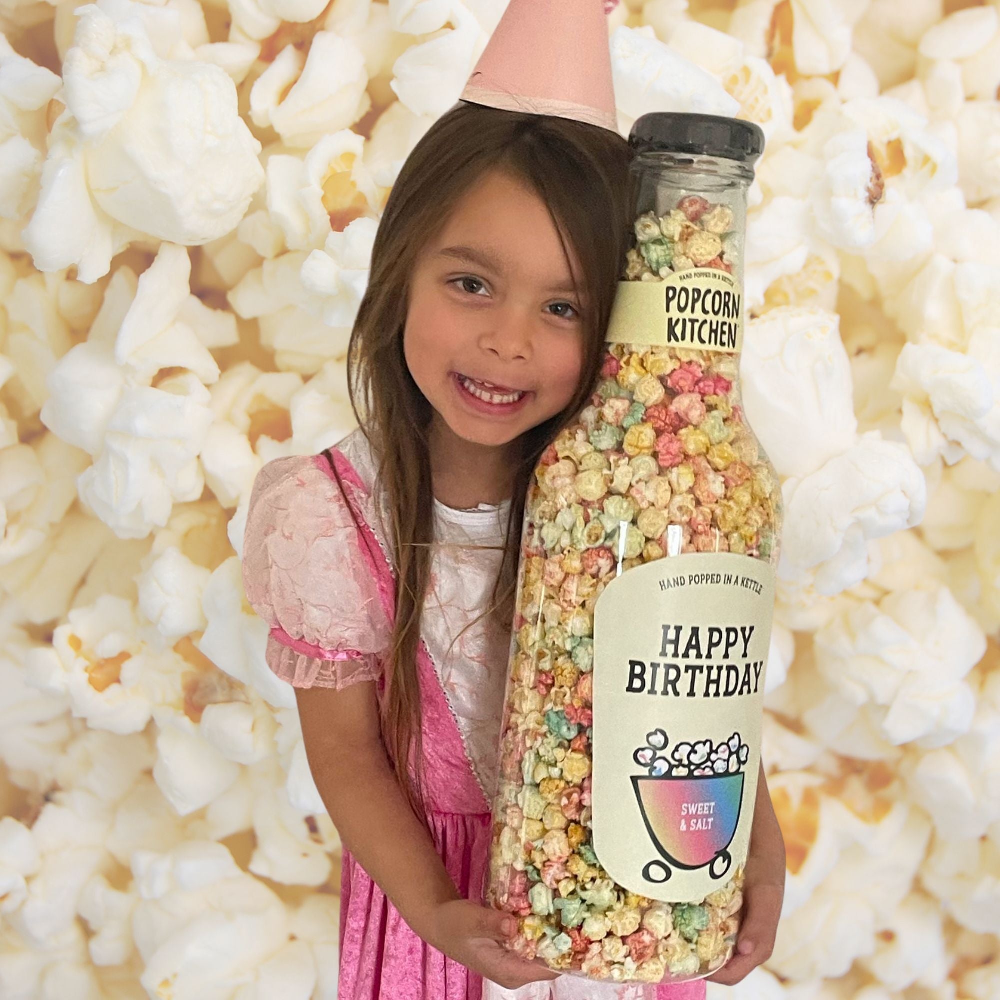 Image of Happy Birthday, Sweet & Salt Popcorn Giant Bottle