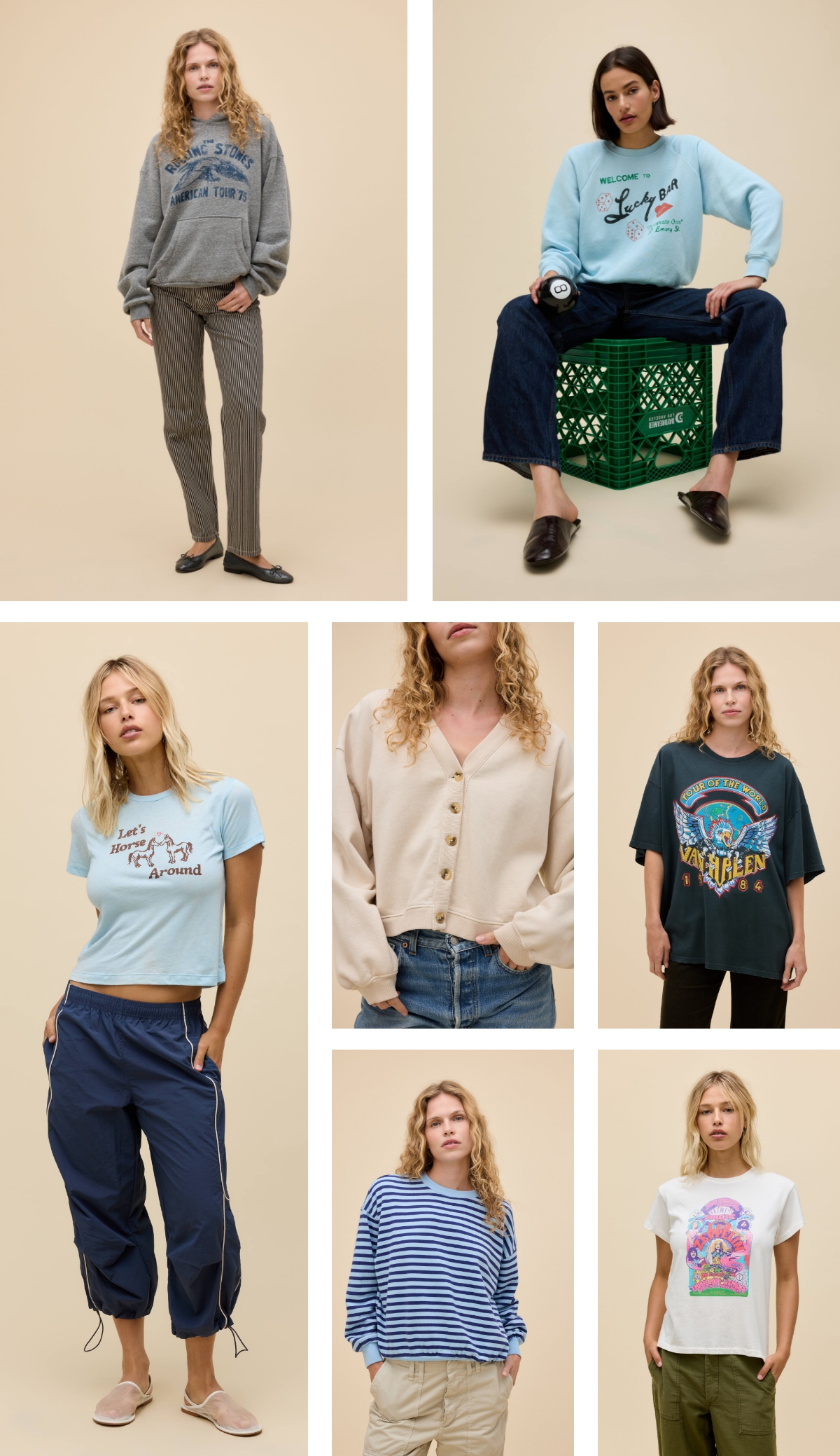 an image of a collage of photos of a woman in different outfits