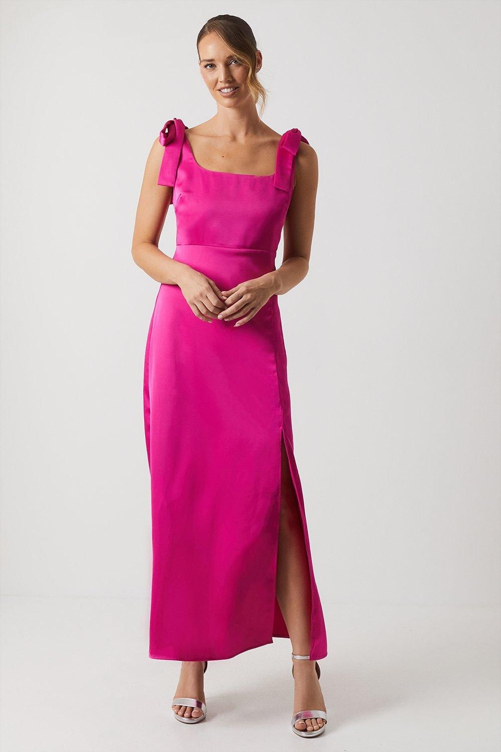 Oasis by Coast Satin Tie Shoulder Midi Bridesmaid Dress