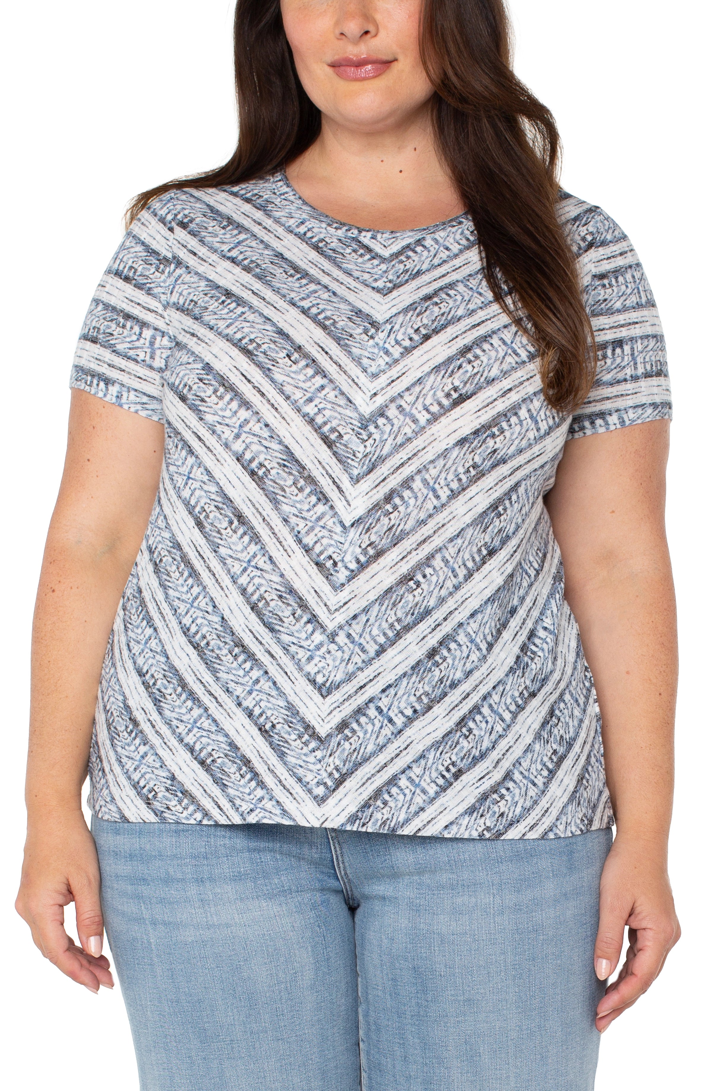 Image of SHORT SLEEVE KNIT TOP WITH MITER