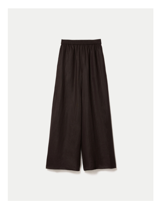 Linen Wide Leg Palazzo - Brown