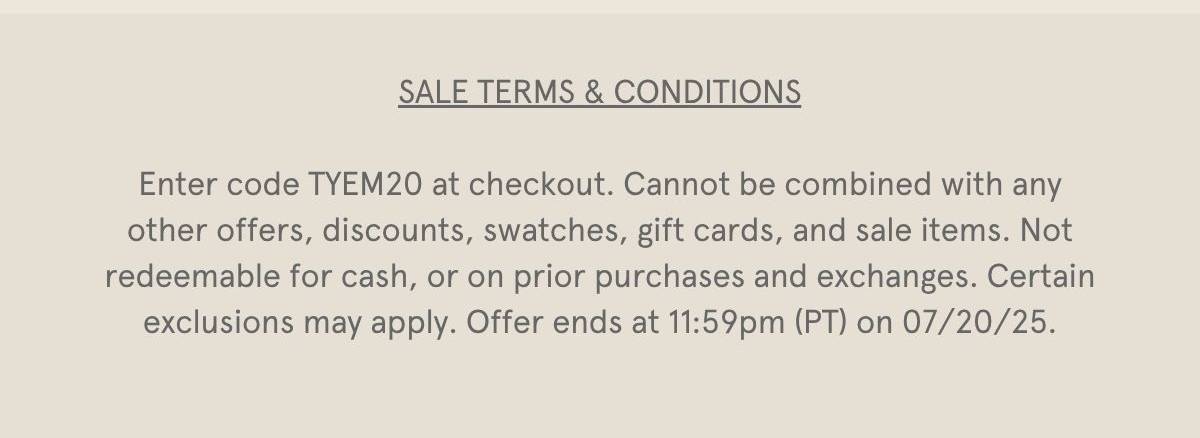 SALE TERMS & CONDITIONS