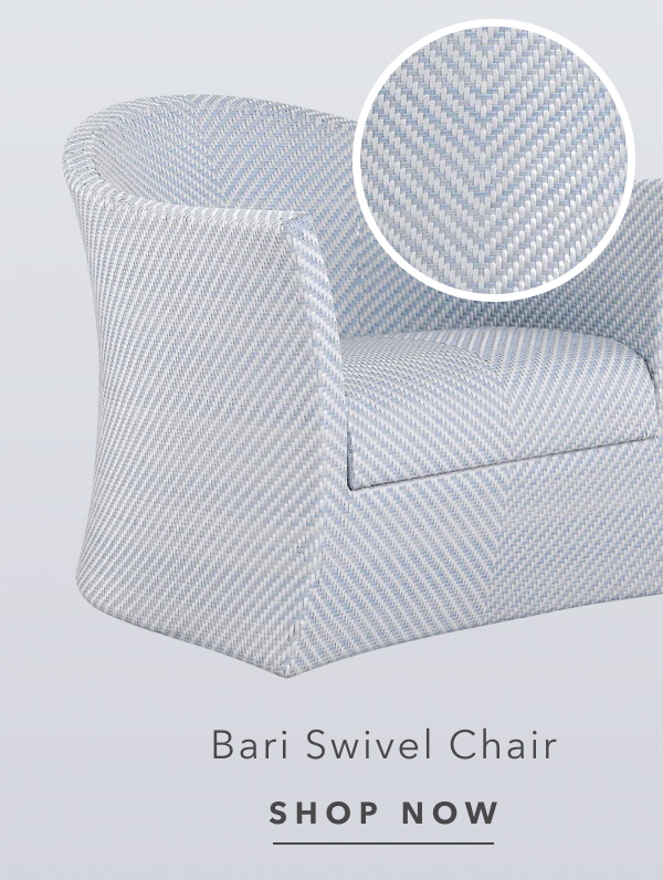 Bari Coastal Beach Blue Wicker Chevron Outdoor Swivel Lounge Chair
