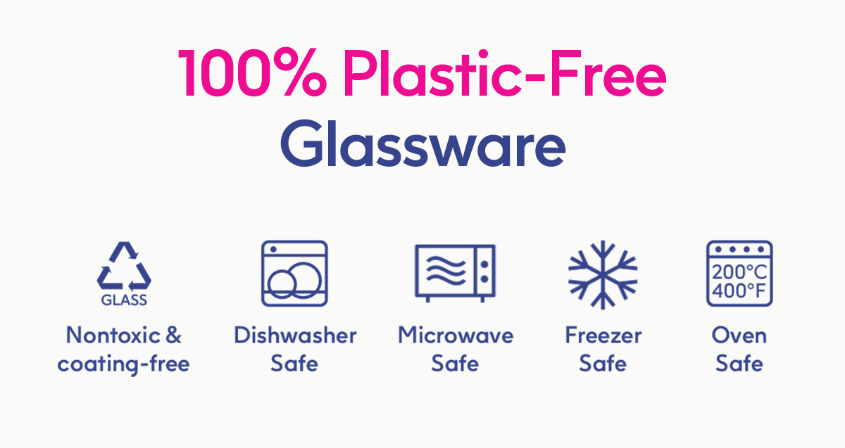 100% Plastic-Free Glassware