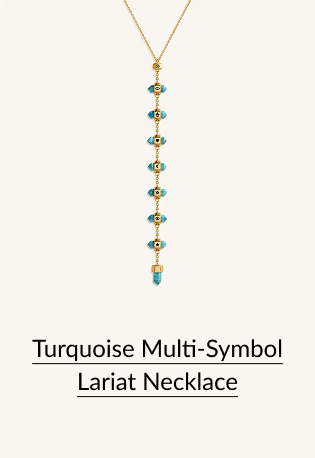 Turquoise Multi-Symbol Lariat Necklace