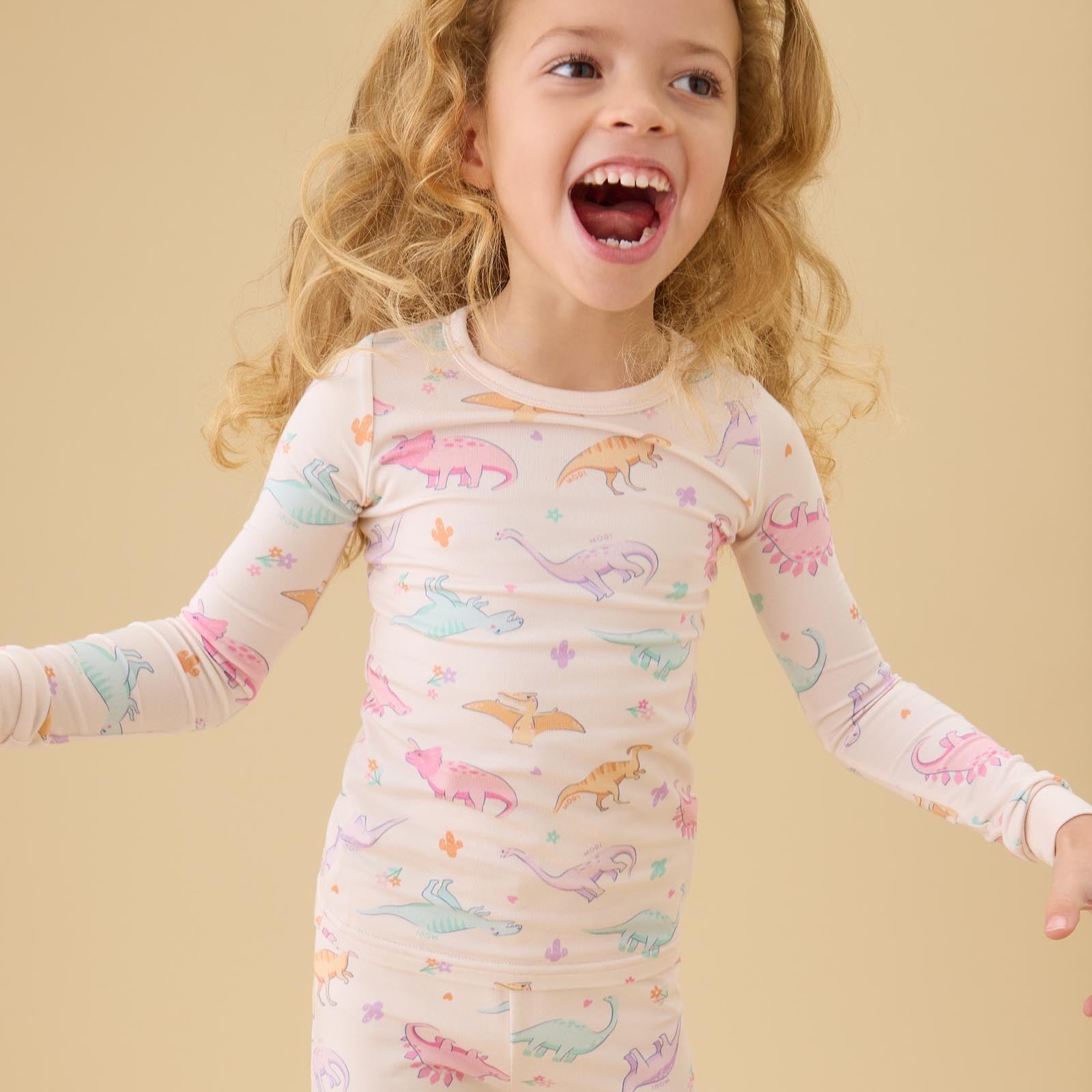 Image of Dinosaur Nights Pajama Set - Pink