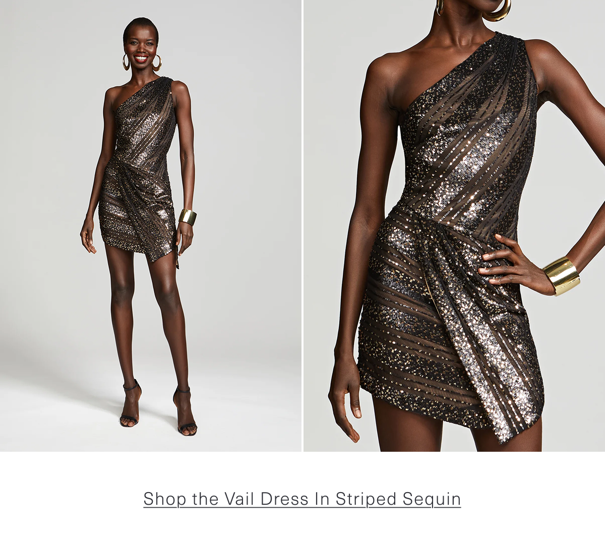 Shop the Vail Dress in Striped Sequin