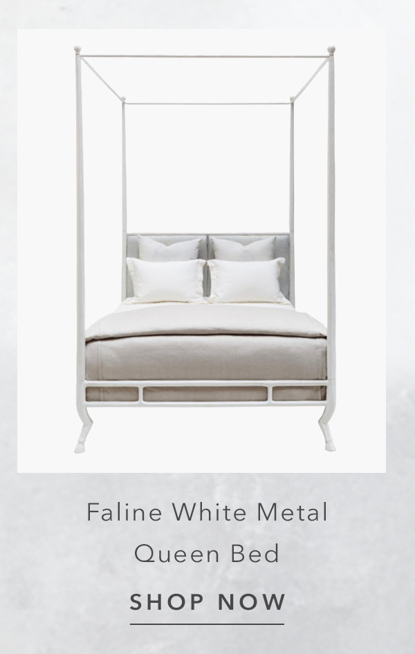 Faline French Country White Leather White Metal Bed